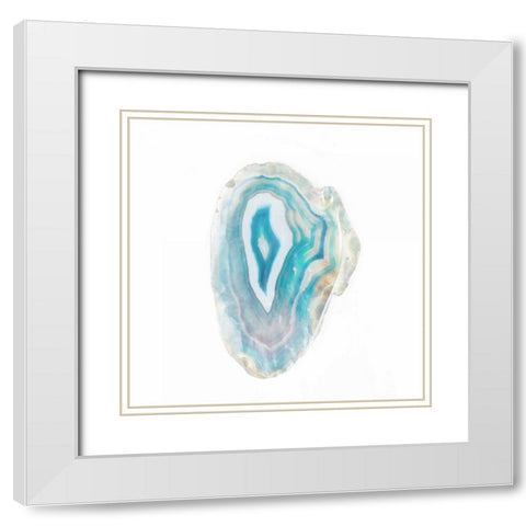 Blue Watercolor Agate Square White Modern Wood Framed Art Print with Double Matting by Bryant, Susan
