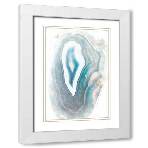 Blue Watercolor Agate Rectangle White Modern Wood Framed Art Print with Double Matting by Bryant, Susan