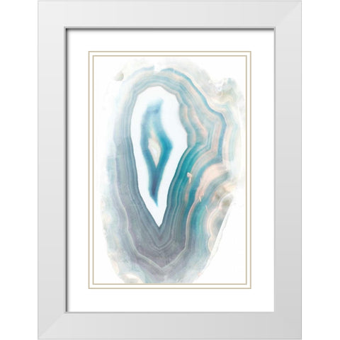 Blue Watercolor Agate Rectangle White Modern Wood Framed Art Print with Double Matting by Bryant, Susan