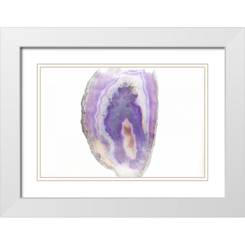 Purple Watercolor Agate I White Modern Wood Framed Art Print with Double Matting by Bryant, Susan
