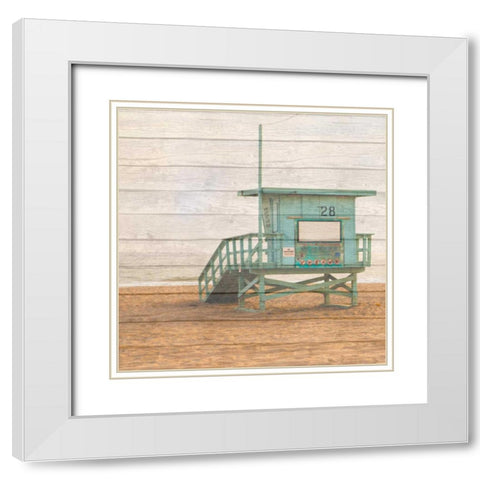Lifeguard House On Wood White Modern Wood Framed Art Print with Double Matting by Bryant, Susan
