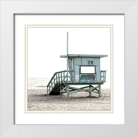 Lifeguard House White Modern Wood Framed Art Print with Double Matting by Bryant, Susan