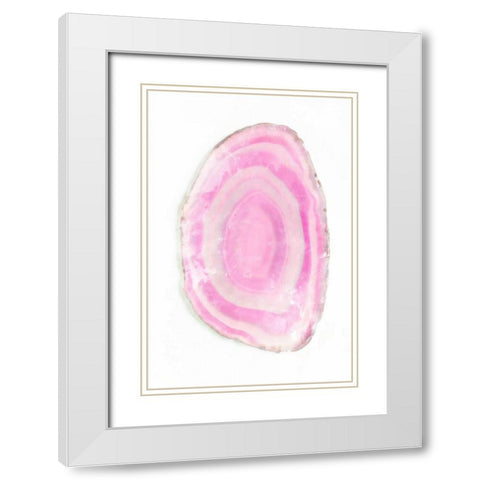 Pink Watercolor Agate III White Modern Wood Framed Art Print with Double Matting by Bryant, Susan