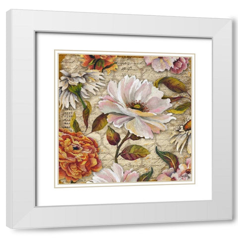 White Floral Inscription I White Modern Wood Framed Art Print with Double Matting by Medley, Elizabeth