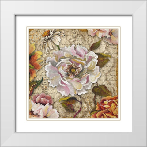 White Floral Inscription II White Modern Wood Framed Art Print with Double Matting by Medley, Elizabeth
