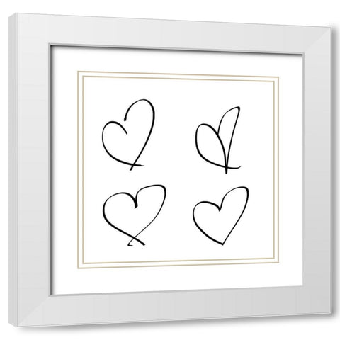 Handmade Hearts II White Modern Wood Framed Art Print with Double Matting by SD Graphics Studio