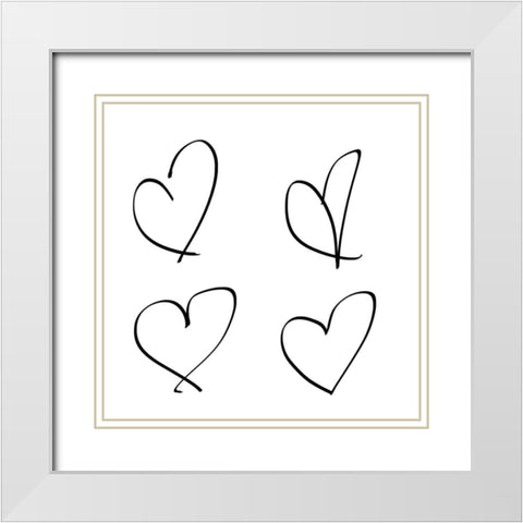 Handmade Hearts II White Modern Wood Framed Art Print with Double Matting by SD Graphics Studio