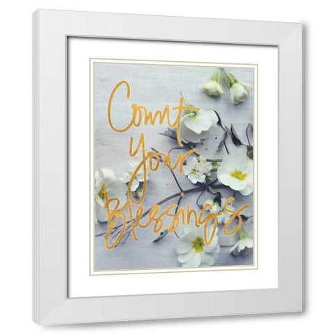 Count Your Blessings White Modern Wood Framed Art Print with Double Matting by Gardner, Sarah
