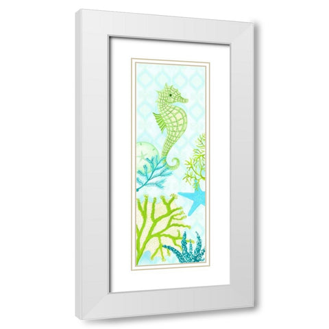 Seahorse Reef Panel I White Modern Wood Framed Art Print with Double Matting by Metz, Andi