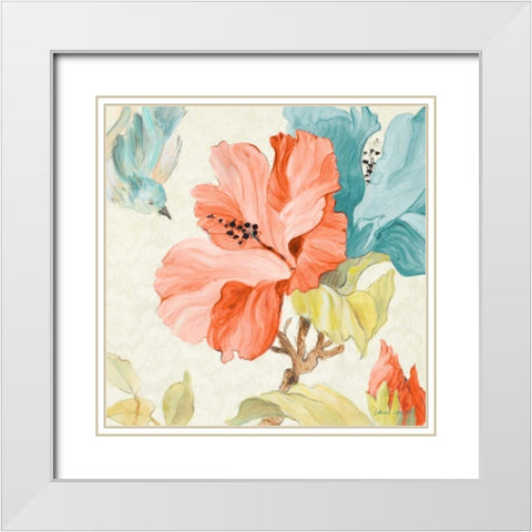 Tropical Grace Square II White Modern Wood Framed Art Print with Double Matting by Loreth, Lanie