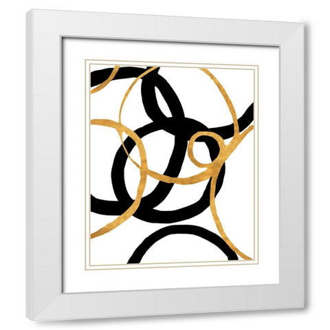 Black and Gold Stroke II White Modern Wood Framed Art Print with Double Matting by Morris, Megan