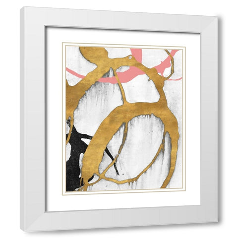 Rose Gold Strokes II White Modern Wood Framed Art Print with Double Matting by Morris, Megan
