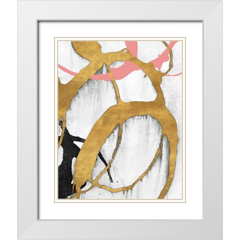 Rose Gold Strokes II White Modern Wood Framed Art Print with Double Matting by Morris, Megan