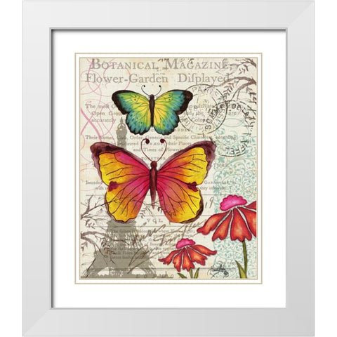 Paris Butterflies I White Modern Wood Framed Art Print with Double Matting by Medley, Elizabeth