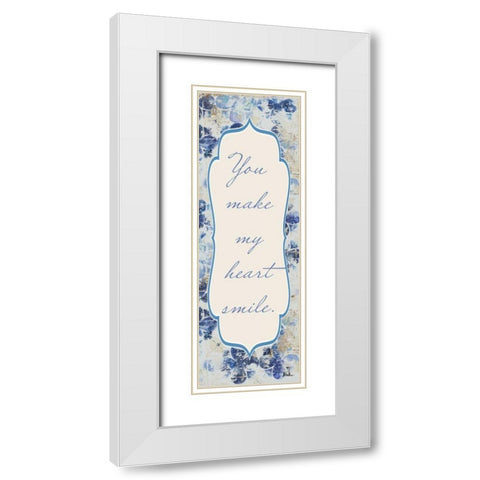 Blue Quadrefoil With Words I White Modern Wood Framed Art Print with Double Matting by Pinto, Patricia