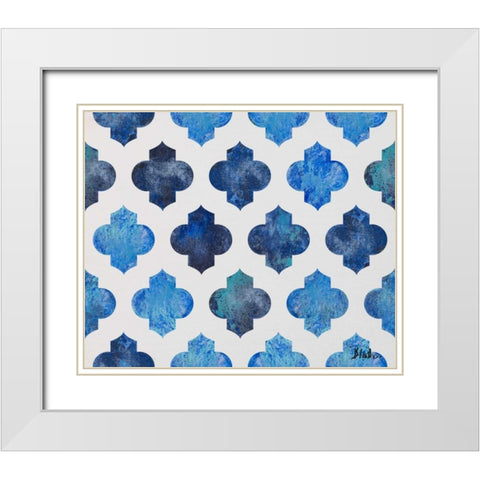 Clean Blue Quatrefoil I White Modern Wood Framed Art Print with Double Matting by Pinto, Patricia