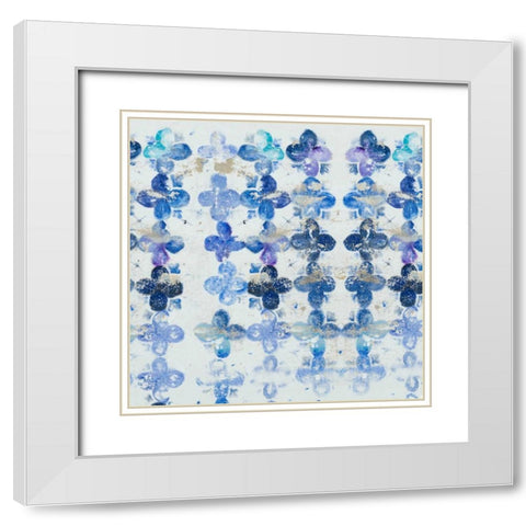 Blue Quatrefoil IV White Modern Wood Framed Art Print with Double Matting by Pinto, Patricia