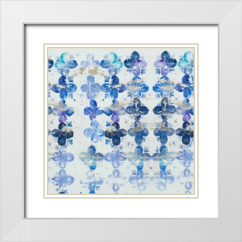 Blue Quatrefoil IV White Modern Wood Framed Art Print with Double Matting by Pinto, Patricia