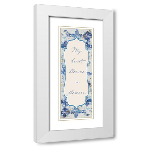 Blue Quadrefoil With Words II White Modern Wood Framed Art Print with Double Matting by Pinto, Patricia