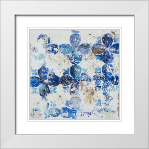 Blue Quatrefoil III White Modern Wood Framed Art Print with Double Matting by Pinto, Patricia