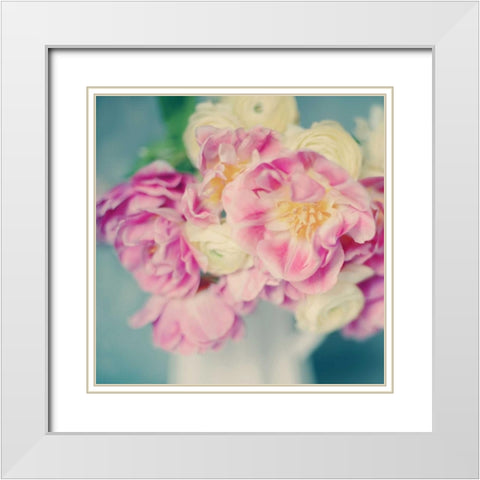 Blushing Blooms I White Modern Wood Framed Art Print with Double Matting by Gardner, Sarah