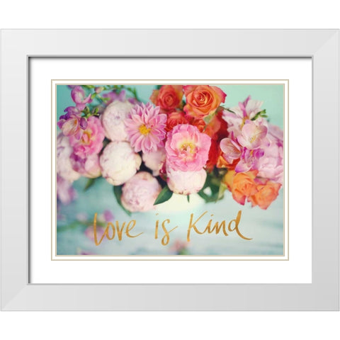 Love is Kind White Modern Wood Framed Art Print with Double Matting by Gardner, Sarah