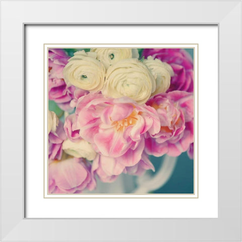 Blushing Blooms II White Modern Wood Framed Art Print with Double Matting by Gardner, Sarah