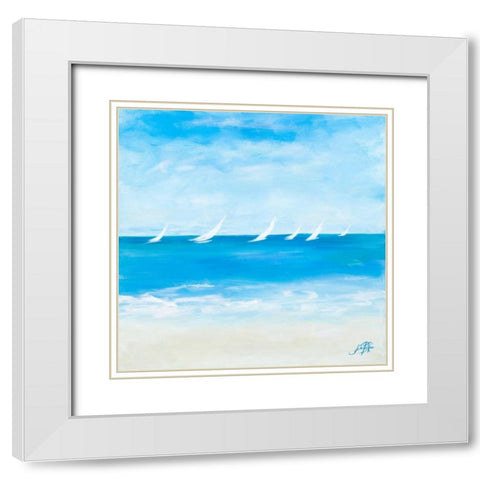 Windjammer I White Modern Wood Framed Art Print with Double Matting by DeRice, Julie
