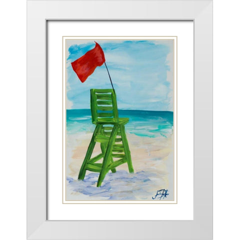 Lifeguard Post II White Modern Wood Framed Art Print with Double Matting by DeRice, Julie