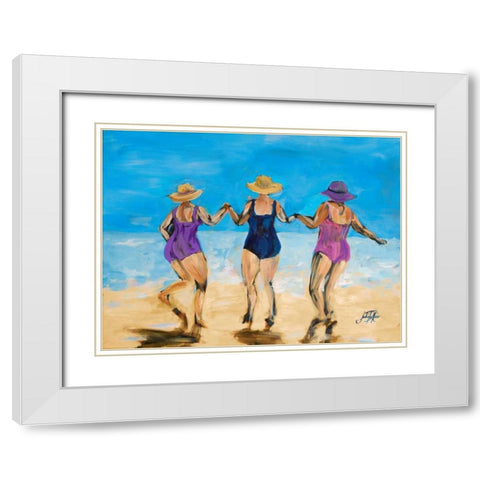 Ladies on the Beach II White Modern Wood Framed Art Print with Double Matting by DeRice, Julie