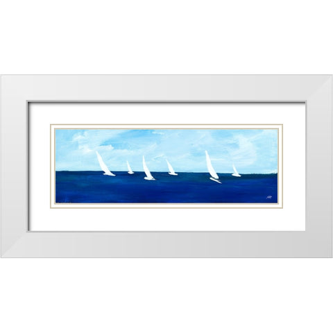 Windjammer Panel II White Modern Wood Framed Art Print with Double Matting by DeRice, Julie