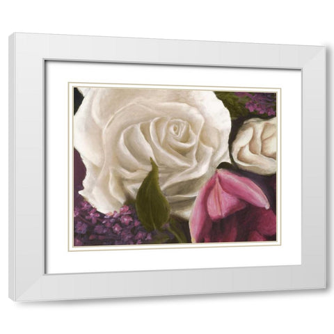 Among the White Roses White Modern Wood Framed Art Print with Double Matting by Johnson, Walt