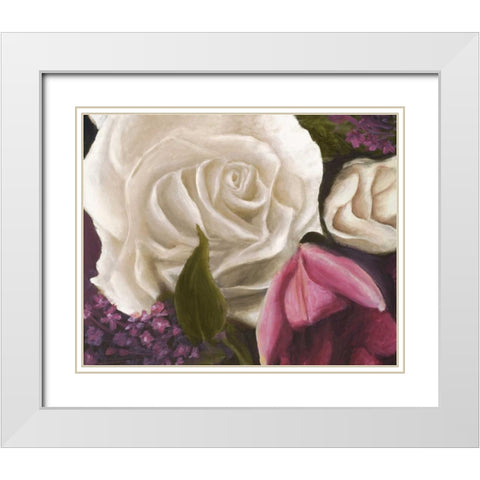 Among the White Roses White Modern Wood Framed Art Print with Double Matting by Johnson, Walt
