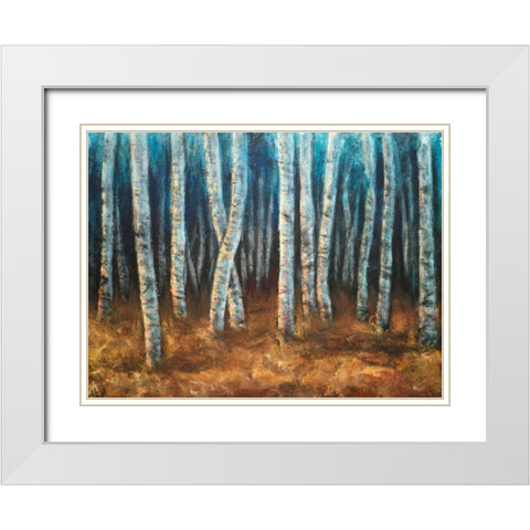 Moonlit Birchwood White Modern Wood Framed Art Print with Double Matting by Johnson, Walt