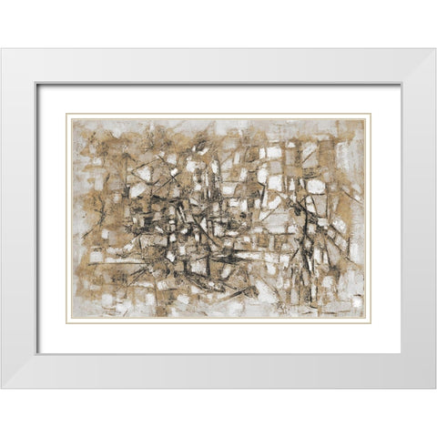 Sandy Cobblestone White Modern Wood Framed Art Print with Double Matting by Johnson, Walt