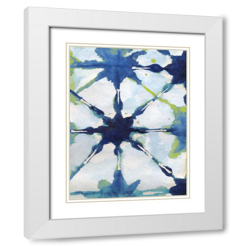 Green and Blue Shibori II White Modern Wood Framed Art Print with Double Matting by Medley, Elizabeth