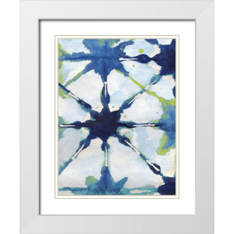 Green and Blue Shibori II White Modern Wood Framed Art Print with Double Matting by Medley, Elizabeth