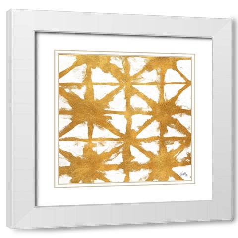 Shibori Gold Square IV White Modern Wood Framed Art Print with Double Matting by Medley, Elizabeth