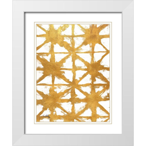 Shibori Gold IV White Modern Wood Framed Art Print with Double Matting by Medley, Elizabeth