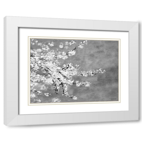 Sakura Silver White Modern Wood Framed Art Print with Double Matting by Loreth, Lanie