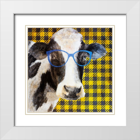 Cows with Shades I White Modern Wood Framed Art Print with Double Matting by Loreth, Lanie