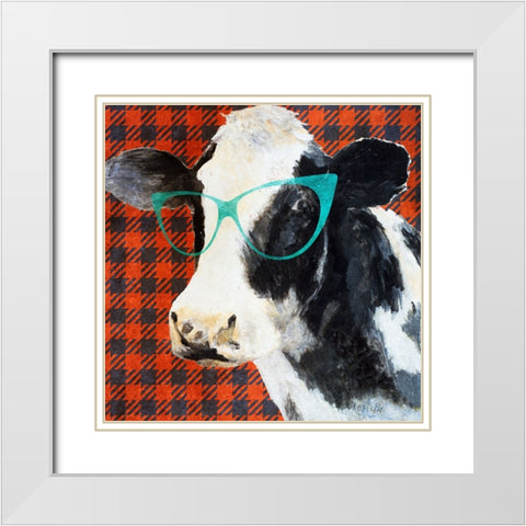 Cows with Shades II White Modern Wood Framed Art Print with Double Matting by Loreth, Lanie