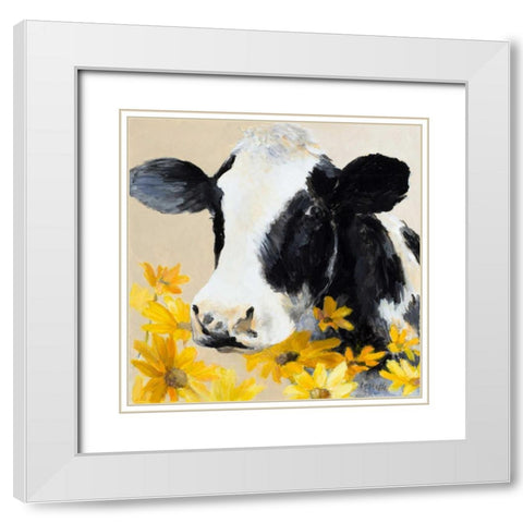 Daisies For You II White Modern Wood Framed Art Print with Double Matting by Loreth, Lanie