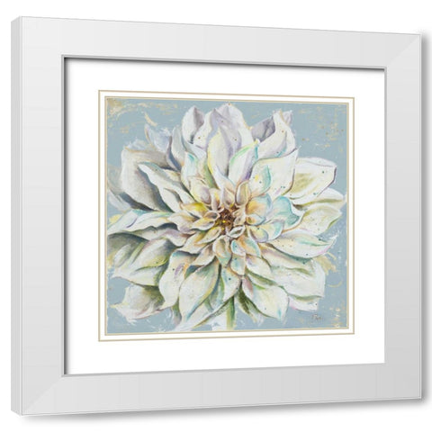 Cool Dahlias II White Modern Wood Framed Art Print with Double Matting by Pinto, Patricia