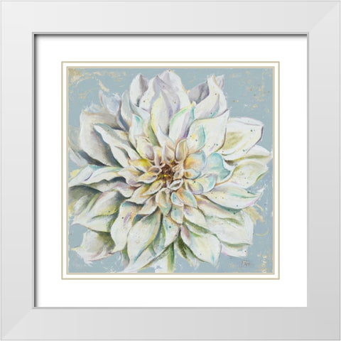 Cool Dahlias II White Modern Wood Framed Art Print with Double Matting by Pinto, Patricia