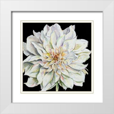 Dahlia On Black White Modern Wood Framed Art Print with Double Matting by Pinto, Patricia