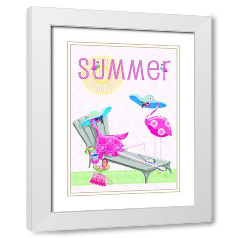 Flamingo Summer I White Modern Wood Framed Art Print with Double Matting by Metz, Andi