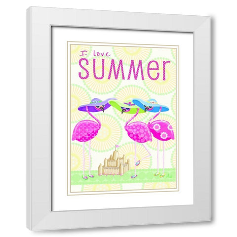 Flamingo Summer II White Modern Wood Framed Art Print with Double Matting by Metz, Andi