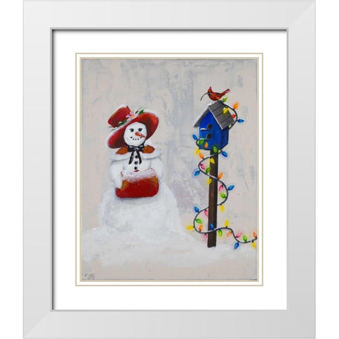 Jolly Snow Woman White Modern Wood Framed Art Print with Double Matting by Hakimipour, Tiffany