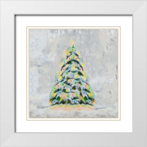 Jolly Christmas Tree White Modern Wood Framed Art Print with Double Matting by Hakimipour, Tiffany